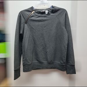 Gray Sweatshirt with Zipper Detail
